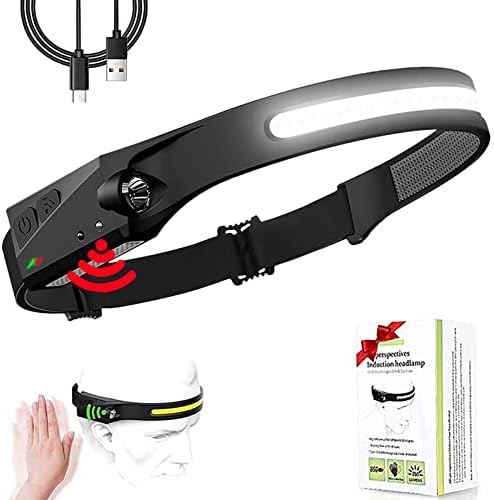 Delfi Strip Lamp Pro, 230° Wide Beam Led Everlyte Headlamp Flashlight with All Perspectives Induction, Headband Light, Motion Sensor, Lightweight,Waterproof Camping Head Light for Outdoor Running