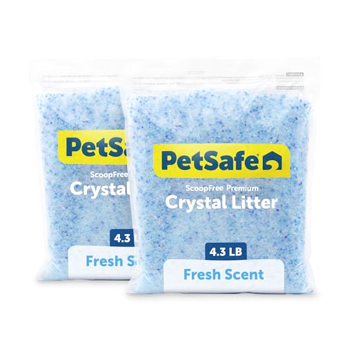PetSafe ScoopFree Premium Crystal Cat Litter - Outperforms Clay Litter - Refill Packs - Reusable Tray Compatible - Fresh Scent - 4.3 lb Bags - 2 Pack