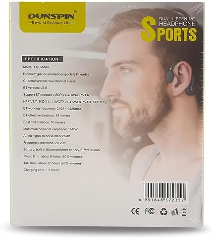 Coverzorne Profesyonel Kemik iletimli Bluetooth Kablosuz Bluetooth Kulaklık İki Kanallı Stereo Spor Koşu Tırmanma Sürüş ve Doğa Ortamında Kullanıma Uygun Dahili Pil 10 Metre Arama Mesafesi ENC1 - Görsel 3