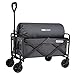 Whitsunday Collapsible Folding Garden Outdoor Park Utility Wagon Picnic Camping Cart with Replaceable Cover (Compact Size 5' Wheels, Grey)