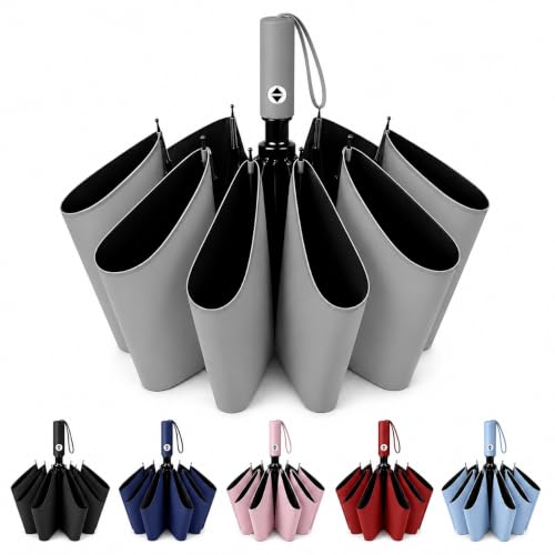 Image of LANBRELLA Portable & Folding Travel Umbrella, 3 Fold, Auto Open Close, Water Resistant, Windproof, with Carrying Handle