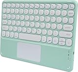 KUYHRF Wireless Keyboard with Touchpad, Ultra-Thin Rechargeable Bluetooth Keyboard Mini with Trackpad, Round Keys for iPad pro/iPad/iOS/Mac OS/Windows/Android (Green)