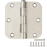 NANDSQ 6 Pack Brushed Nickel Door Hinges 3.5 Inch x 3.5 Inch Door Hinges Satin Nickel 3-1/2" with 5/