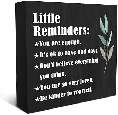Reminder Sign Text Box Amazon.com: SRADMO Inspirational Little Reminders Wood Box Sign Desk ...