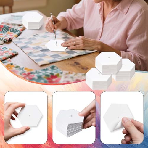480 PCS 2" Piecing Paper for Quilting, Hexagon Quilting Templates for DIY Patchwork Sewing Crafts, Sewing Supplies Quilting Accessories Crafting Tools,Hexagon Paper Piecing Template (2 Inch) by fuceury - Image 3