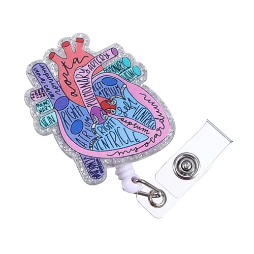 Cardiac Retractable Holder ID Card Clip, Nurse Badge Reel, Funny Cute Badge Reel Nursing Cardiac Medical Assistant for Hospital Office, Doctor Student Teacher Nursing Accessories