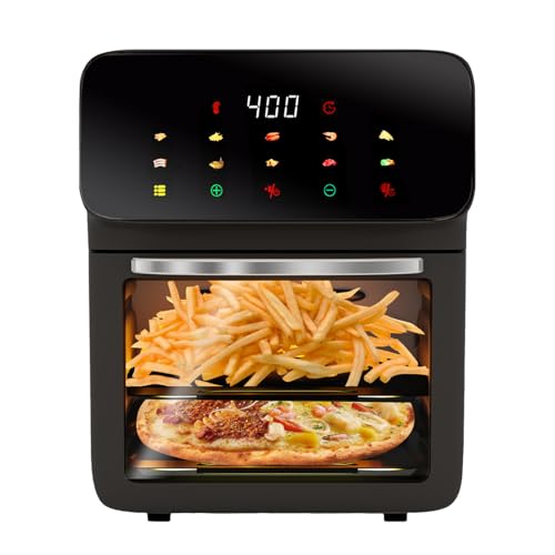 Digital Air Fryer Oven 12 Qt Black LED Touch 10-in-1 1350W