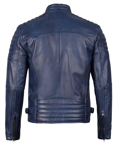 Image of Decrum Men's Casual Real Lambskin Leather Jacket with Zipper Closure