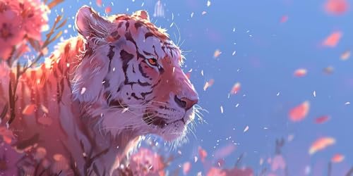 Diamond Peinture tigre et fleurs pour décoration murale de salon