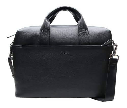 Maletín Oxford Esquire negro portadocumentos de piel con asa bandolera