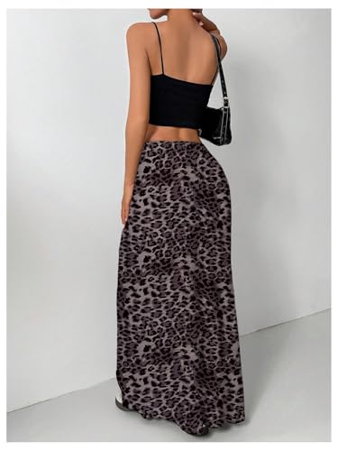 Milumia Women's Cheetah Print Long Skirt Bowknot Low Waisted Maxi Skirts2