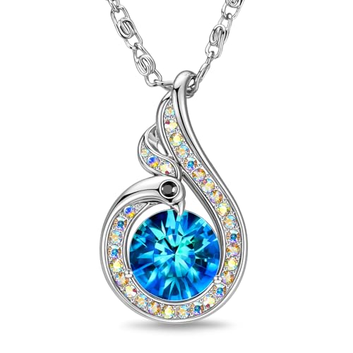 Kate Lynn Rise From the Ashes Phoenix Necklaces for Women, White Gold Plated Crystal Jewelry, Birthday Gift for Women, Symbol of Luck and Renewal, 18+2 inch, Packaged with Jewelry Box