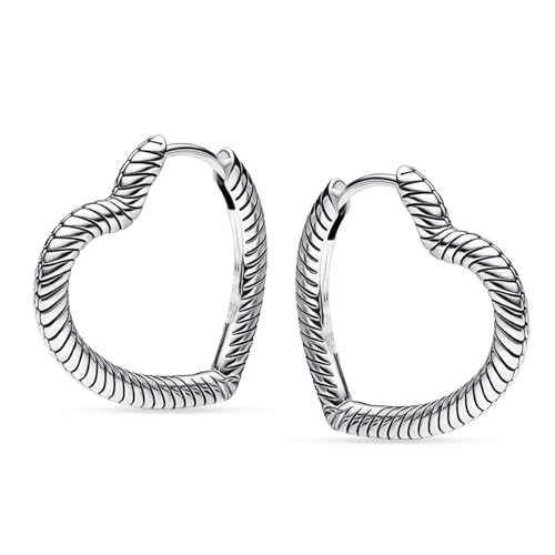LeCalla 925 Sterling Silver Heart Earrings for Women Teen | Small Wire Wrapped Texture Huggie Hoop Earring | Minimalist Sleeper Huggie Earrings - 25mm