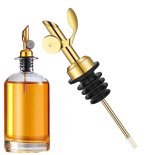 1/2 unidades de vertedor de acero inoxidable, vertedor de botellas pesado, dispensador de aceite, botella de cierre automático, para alcohol, aceite de oliva, vinagre líquido para ba o, barbacoa al