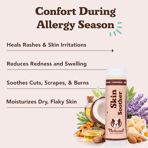 Natural Dog Company Skin Soother Balm for Irritation, Allergy & Itch Relief for Dogs, Hot Spot Treatment, Dog Moisturizer for Dry Skin, Healing Ointment, Coconut Oil & Vitamin E (0.15oz Travel Stick)