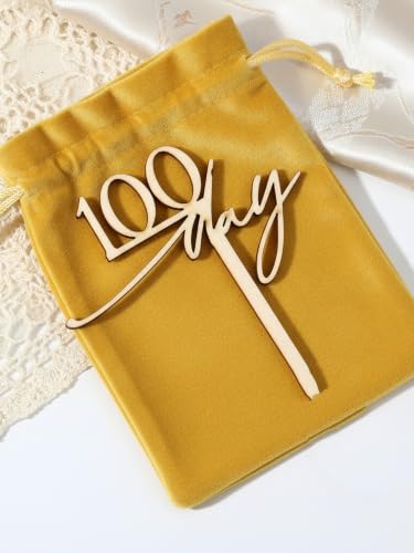 Wooden Happy 100 Days Cake Topper