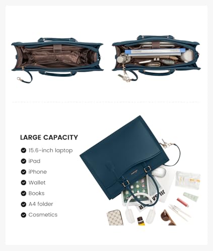 Image of LOVEVOOK Laptop Tote Bag for Women, Office Work Bag Briefcase fit for Laptop, Large Capacity Teacher Bag Handbag