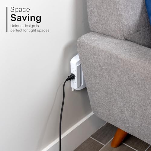 GE 6-Outlet Extender, Surge Protector, Swivel Side Access, Wall Tap Adapter, 3-Prong, 980 Joules, ETL Listed, White, 81781 by GE - Image 7