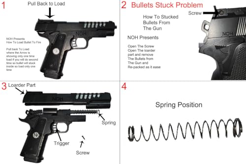 Image of NOH Mouser Pistol Toy Shooting Gun with 150 Plastic BB Bullets for Kids Age 14 Years & Above, Pull Back The Loader to Load Gun, Do Not Shoot Human & Animal