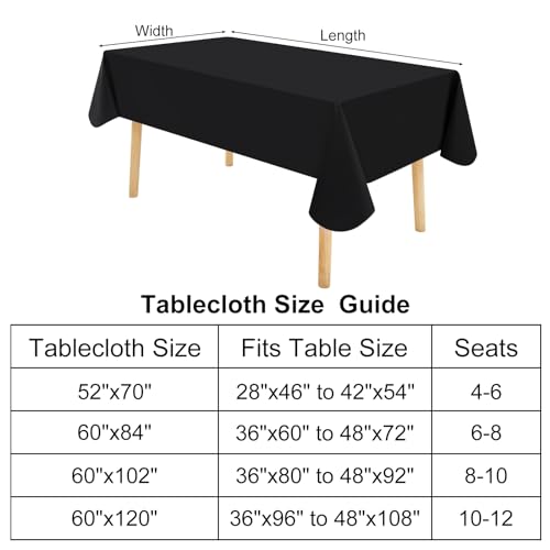 homing Rectangle Vinyl Tablecloth, Waterproof Spillproof Plastic Flannel Backed Table Cloth, Wipe Clean Table Cover for Dining, Buffet Parties and Camping (Black, 60" x 102") by homing - Image 9