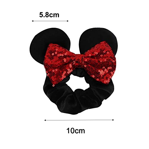 5 Pieces Mouse Ears Hair Scrunchies, Betterjonny Sequin Bows Velvet Scrunchies Elastic Hair Band Cute Hair Ties Ponytail Holder For Women Girls Adult Kids Christmas Party Decoration Multicolor Mermaid #TOP1