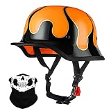 Vintage German Motorcycle Half Helmet, DOT Approved Adult Men Women Retro Open Face Helmet, with Adj