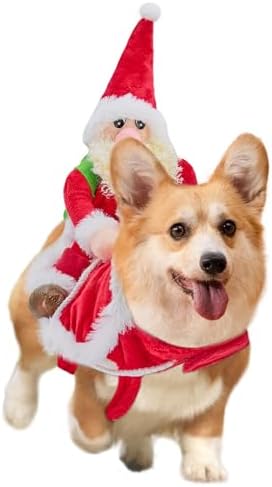 DELIFUR Santa Dog Costume Christmas Pet Clothes Santa Claus Ridin...