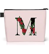 YESMET Personalized Makeup Bag, Makeup Bags for Women, Canvas Initial Cosmetic Bag Travel Make Up...