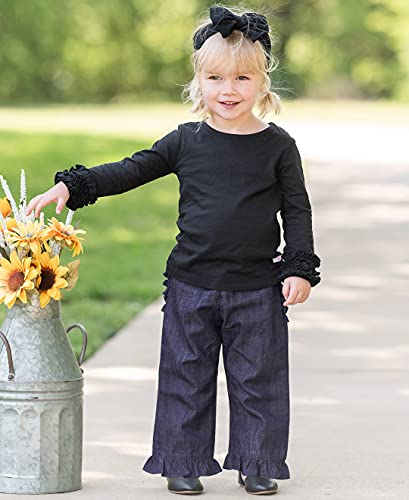 Image of RuffleButts Baby /Toddler Girls Knit Ruffle Tee - Long Sleeve T-Shirt