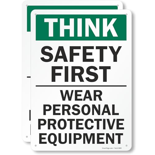SmartSign 2-Pack 'Think Safety First Wear Personal Protective Equipment' Sign