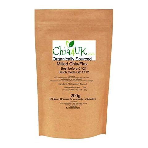 Chia4uk Ltd Milled Chia/Flax 200g Keto Diet Bread Making Organic Ally sourced in BIO DEGRADABLE COMPOSTABLE Pouch Cover