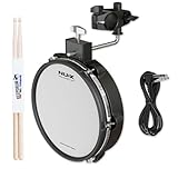 Nux DM-8 Tom - Juego de almohadillas para batería eléctrica (10 pulgadas, con soporte y baquetas keepdrum, 1 par)