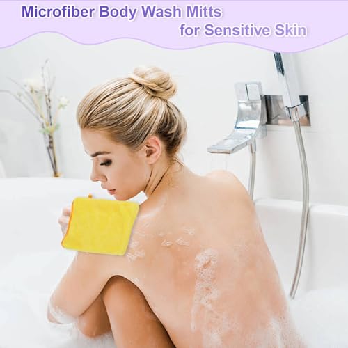 10 Stück Mikrofaser Waschlappen, Wiederverwendbar Waschhandschuh Körper, Weich Waschhandschuhe aus Korallensamt, Waschlappen Microfaser für Gesicht & Körper und Bad-Spa-Tuch, 15 × 21 cm (10 Farben)