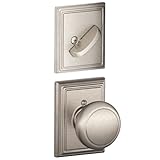 Schlage F59 AND 619 ADD Addison Collection Andover Handleset Interior Knob, Satin Nickel (Interior Half Only)