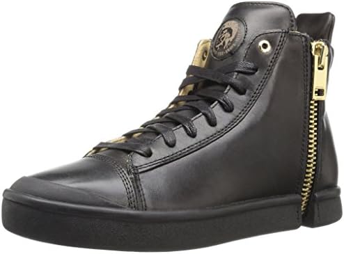 Diesel Men's Zip-Round S-Nentish Fashion Sneaker, Black Gold, 41