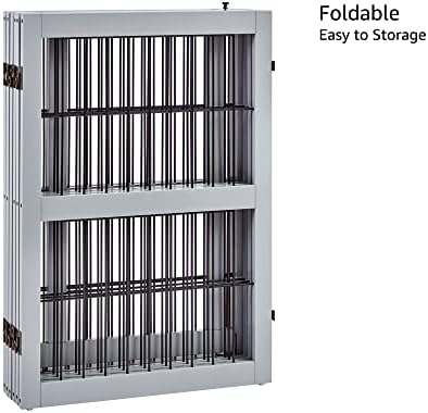 unipaws 132" Extra Wide Dog Gate and Pet Playpen, Free Standing Tall Dog Fence with Walk Through Door, Dog Barriers for Home, Use as Indoor Dogs Cats Pen, Rabbit Pen, Baby Gate, Grey