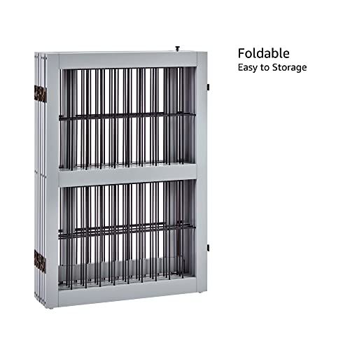 unipaws 132" Extra Wide Dog Gate and Pet Playpen, Free Standing Tall Dog Fence with Walk Through Door, Dog Barriers for Home, Use as Indoor Dogs Cats Pen, Rabbit Pen, Baby Gate, Grey