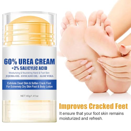 60% Urea Plus 2% Salicylic Acid Foot Cream for Dry Cracked Feet - Urea Cream for Feet Hydrates & Nourish Foot Care, Urea Foot Moisturizer with Aloe Vera, Beeswax, Urea Foot Cream Softens Skin 2pcs