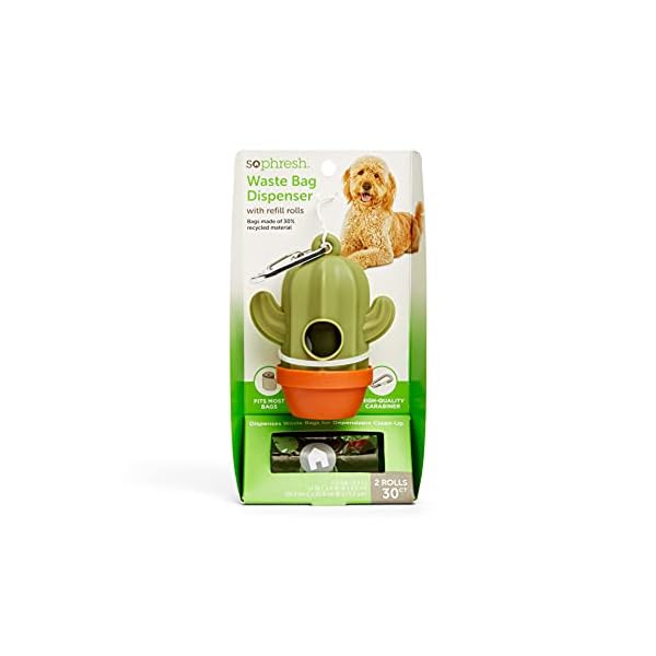 So Phresh Cactus Dog Waste Bag Dispenser with Refill Rolls, Count of 30 So Phresh Cactus Dog Waste Bag Dispenser with Refill Rolls, Count of 30