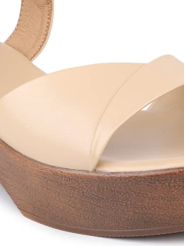 Image of Inc.5 Womens Beige Casual Open Toe Block Heels