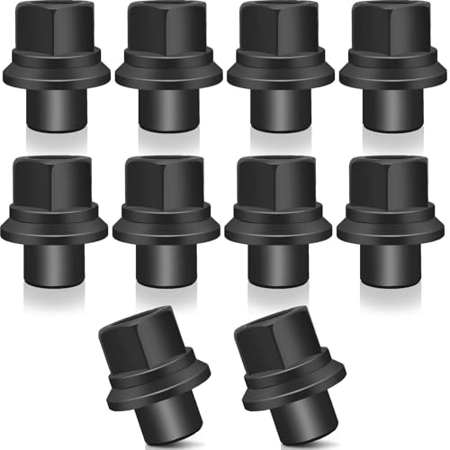10 Pcs of Two Piece 19mm Sleeve Flanged M22x1.5 Wheel Nuts, 33mm Hex, Carbon Steel Rustproof Wheel Nuts Set, Hub-Piloted Wheels for Commercial Semi Trucks with a Bolt Hole Size of 26mm (10)