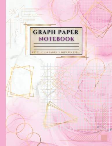5 SQUARES PER 1” GRAPH PAPER NOTEBOOK: PINK MARBLE GRAPHED, QUAD RULED GRID COMPOSITION NOTEBOOK FOR GIRLS, MATH, SCIENCE, AND ART STUDENTS