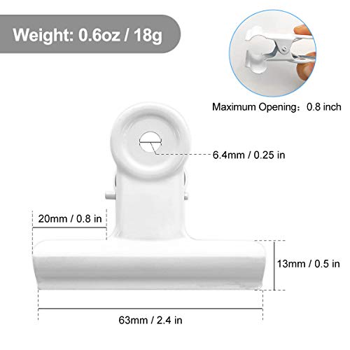 Image of Coideal 12 Pack Large White Bulldog Clips /Metal Hinge Clip File Paper Clamps for Crafts, Food Bags, Drawings, Photos at Home Kitchen & Office (2 1 /2 Inch)