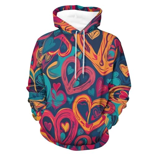 Sweat à capuche coloré Paix et Amour pour homme et femme taille S
