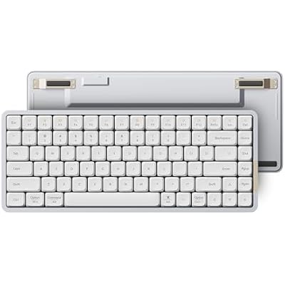 LOFREE Flow84 Low Profile Mechanical Keyboard, 75 Percent Rechargeable Wireless Keyboards with Bluetooth and Wired Connection for Windows, Mac OS/White Ghost Linear Switches