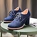 Imagen de UMore Otoño Mujer Tacones Altos Vintage Gamuza con Cordones Zapatos de Negocios Elegantes Bombas de Punta Redonda Color sólido Oficina Carrera Zapatos Oxford