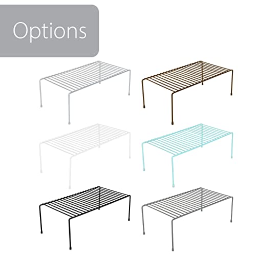 Smart Design Cabinet Storage Shelf Rack - Large (8.5 X 16 Inch) - Steel Metal Wire - Cupboard, Plate, Dish, Counter & Pantry Organizer Organization - Kitchen [White] #TOP5