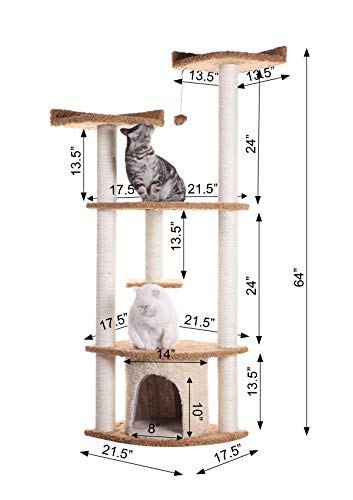 Armarkat Ultra Thick Faux Fur Cat Scratching Furniture Real Wood Jump Platform For Cats Chocolate A6402 #TOP6