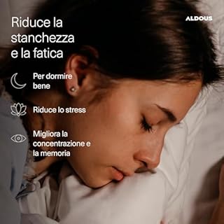 Triptofano con Melatonina e Magnesio - Vitamina B6, B5, B3 e Spirulina - Triptofano Integratore Forte - Integratore Sonno Profondo - Melatonina per Dormire - Ansia e Stress - Calma, Benessere - ALDOUS