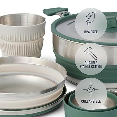 Sea to Summit Detour Stainless Steel One Pot Cook Set for Two (3 Liter Pot, 2 Large Bowls, 2 Mugs)